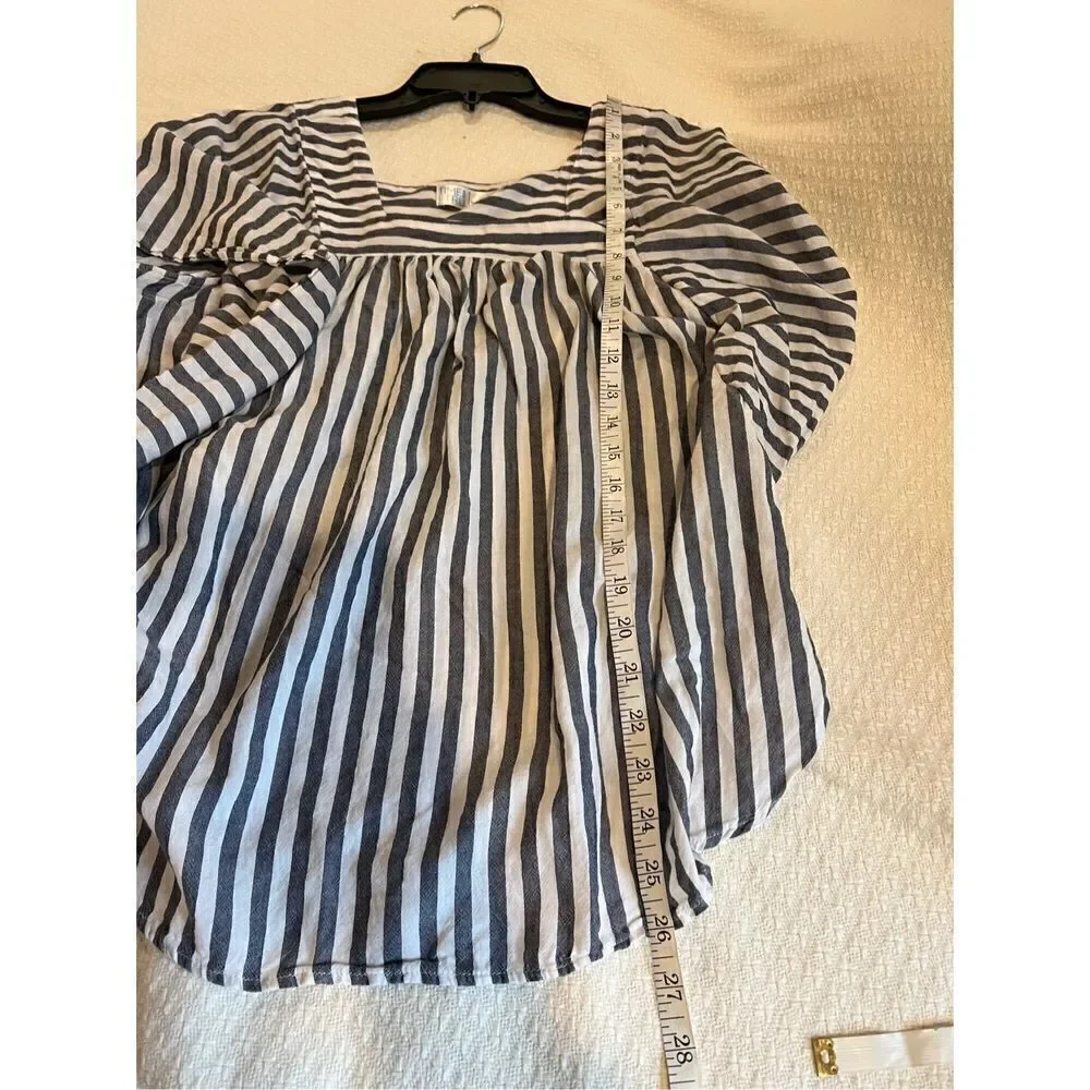 Time and Tru blue and white striped boatneck blouse size Large